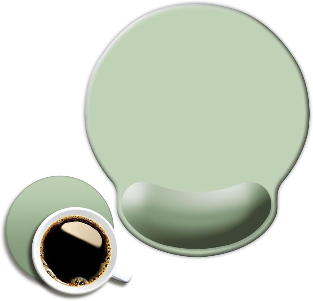 Ergonomic Mouse Pad with Wrist Support, Cute Wrist Pad with Non-Slip Rubber Base for Computer, Laptop, Home Office Gaming, Working, Easy Typing & Pain Relief,Sage Green