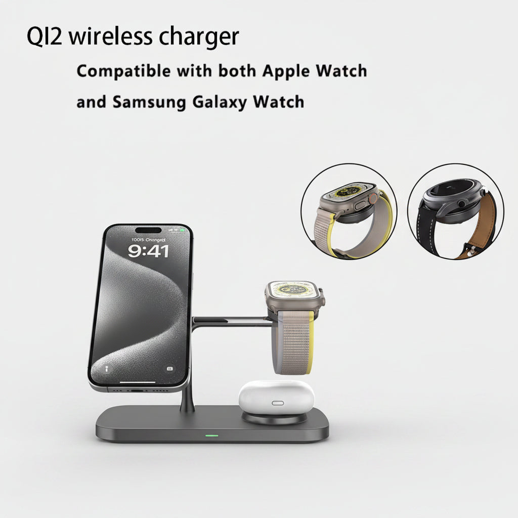 3 in 1 Wireless Charger Stand for Iphone 12/13/14/15/16/17 Fast Charging Station for Apple Watch 10 9 8 7 6 5 4 Airpods 2 3 Pro
