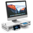 Monitor Stand Riser, with Foldable, Height Adjustable Computer Stand, Desk Shelf Riser with Storage Drawer &Tablet Phone