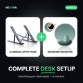 Nexova Complete Desk Setup bundle — aluminum laptop stand plus ergonomic mouse pad